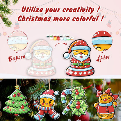 🎄Christmas Decorations Paint-By-Numbers – 8PCS Holiday Craft Set MBH30