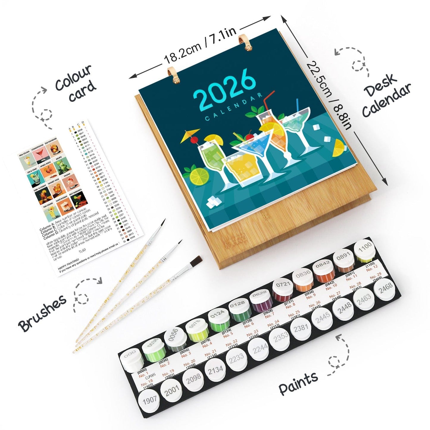 2026 Desk Calendar Series –  Cocktails /Paint by Numbers(18.2cm x 22.5cm)