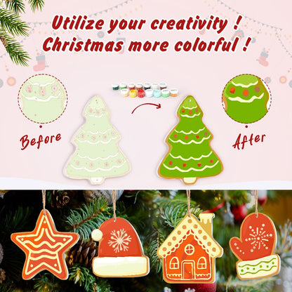 🎄Christmas Decorations Paint-By-Numbers – 8PCS Holiday Craft Set MBH37