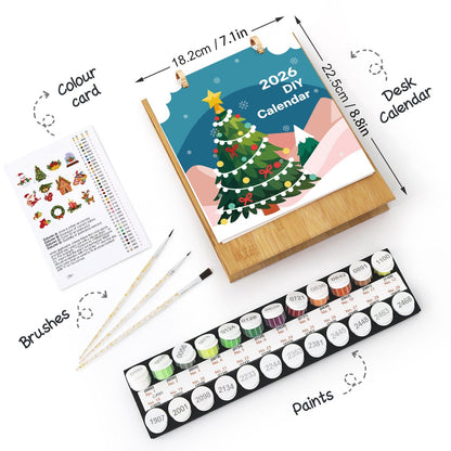 2026 Desk Calendar Series –  Christmas elements /Paint by Numbers(18.2cm x 22.5cm)
