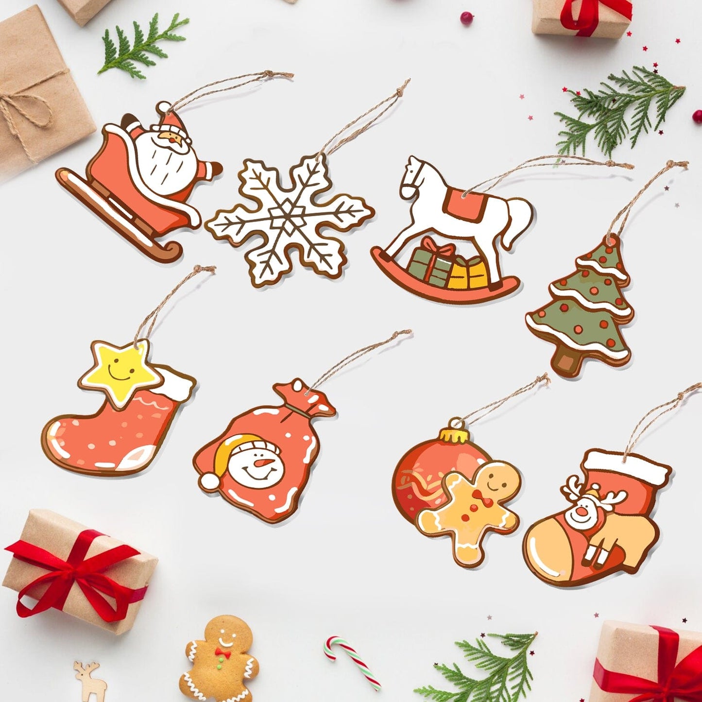 🎄Christmas Decorations Paint-By-Numbers – 8PCS Holiday Craft Set MBH33