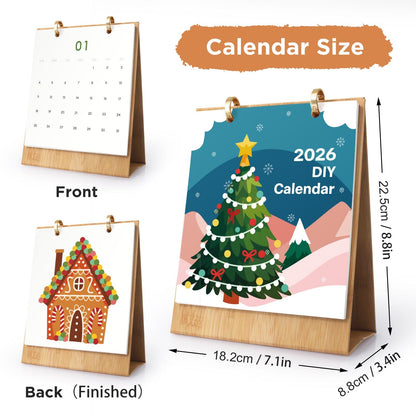 2026 Desk Calendar Series –  Christmas elements /Paint by Numbers(18.2cm x 22.5cm)