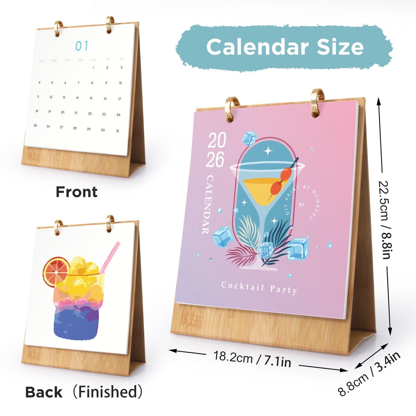 2026 Desk Calendar Series –  Drinks /Paint by Numbers(18.2cm x 22.5cm)