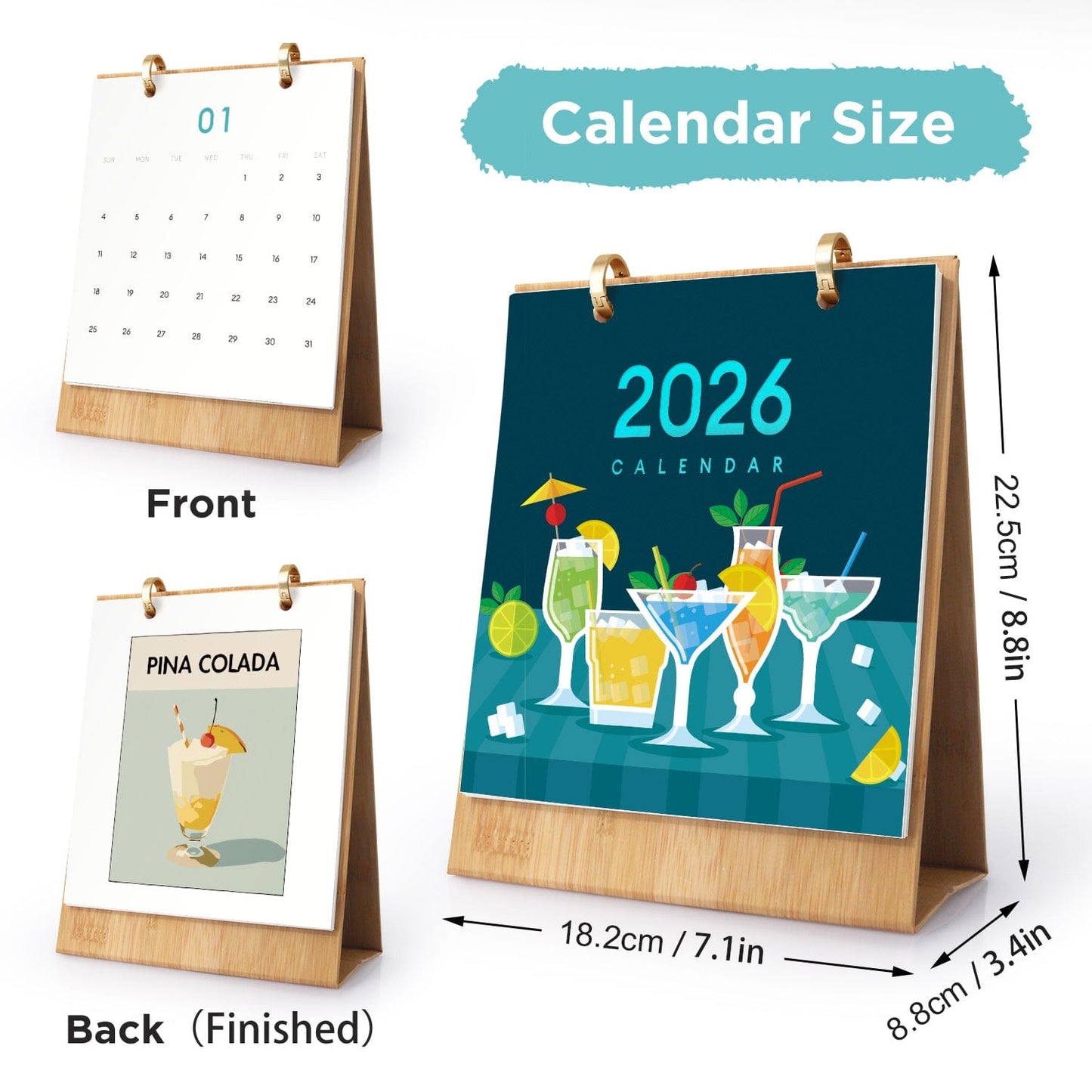 2026 Desk Calendar Series –  Cocktails /Paint by Numbers(18.2cm x 22.5cm)