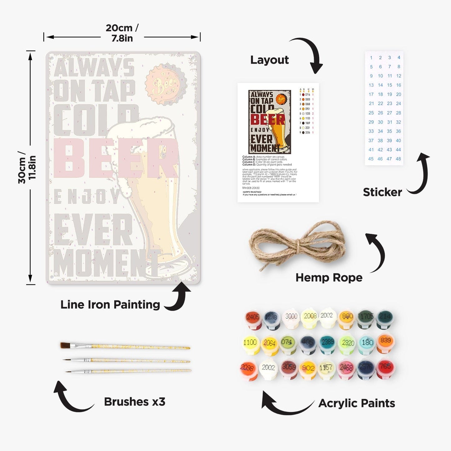 DIYArtCool™ Metal Bar/Posters Art Paint By Numbers- Always on Tap #08 (20x30cm /7.8"x11.8"）