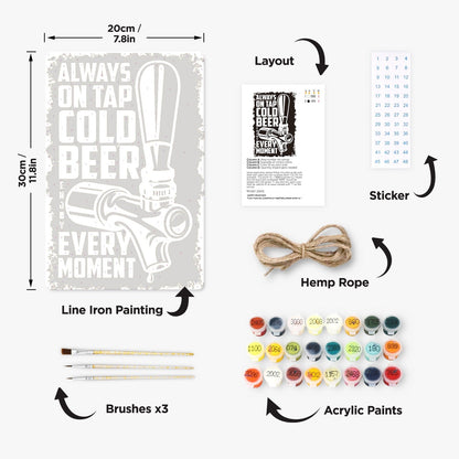 DIYArtCool™ Metal Bar/Posters Art Paint By Numbers- Cold Beer On Tap #07 (20x30cm /7.8"x11.8"）