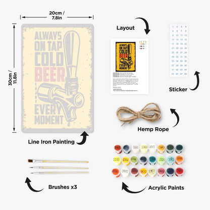DIYArtCool™ Metal Bar/Posters Art Paint By Numbers- On Tap Cold Bee #04 (20x30cm /7.8"x11.8"）