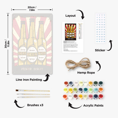 DIYArtCool™ Metal Bar/Posters Art Paint By Numbers- Premium Beer Trio #2 (20x30cm /7.8"x11.8"）