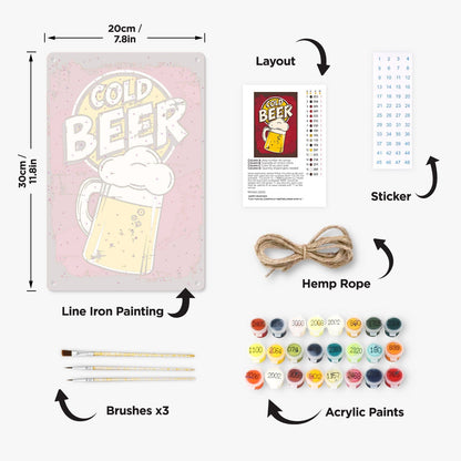 DIYArtCool™ Metal Bar/Posters Art Paint By Numbers- Cold Beer Classic  #06(20x30cm /7.8"x11.8"）