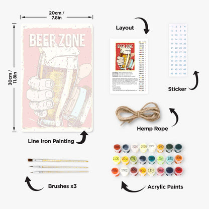 DIYArtCool™ Metal Bar/Posters Art Paint By Numbers- Beer Zone Cheers #03 (20x30cm /7.8"x11.8"）