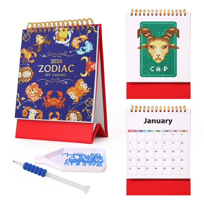 DIYArtCool™ 2026 Desk Calendar Series – Zodiac Spark /Diamond Painting(19cm x 13.2cm)