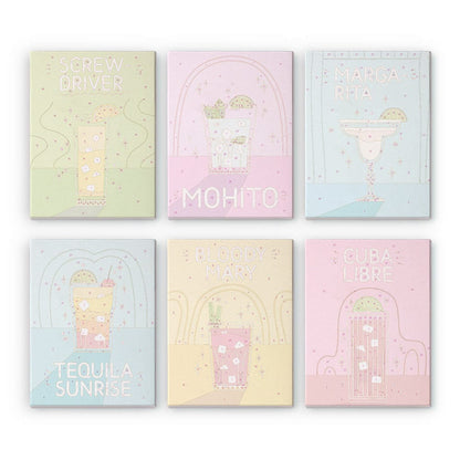 6 Mini Paintings – Pop Cocktail Party Set (5.9” x 7.9” / 15 x 20 cm)