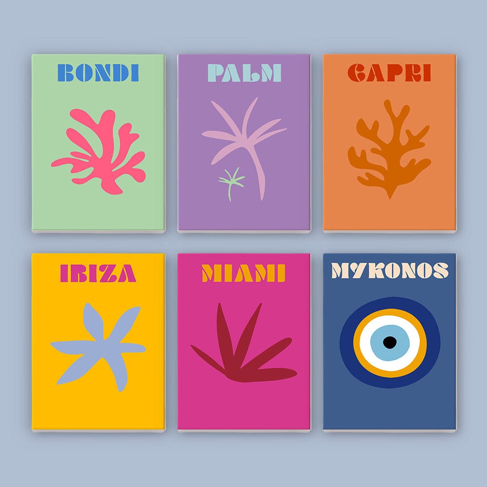 6 Mini Paintings - Coastal Cities Art Set (5.9“ x 7.9" / 15 x 20 cm)
