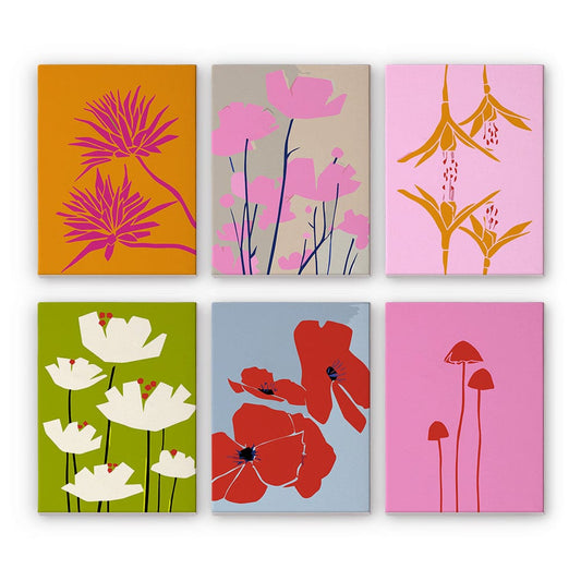 6 Mini Paintings – Abstract Florals (5.9” x 7.9” / 15 x 20 cm)