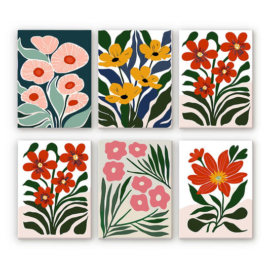 6 Mini Paintings – Botanical Rhythm Set (5.9” x 7.9” / 15 x 20 cm)