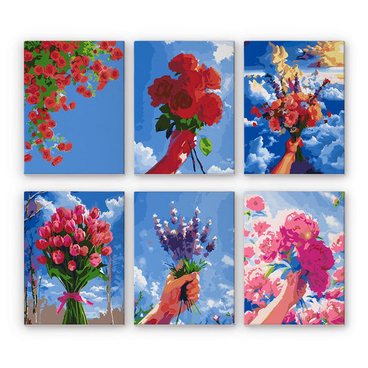 6 Mini Paintings – Flowers to the Sky Set (5.9” x 7.9” / 15 x 20 cm)