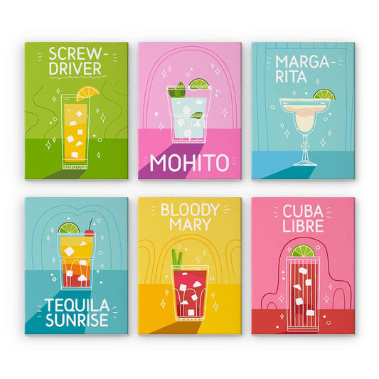 6 Mini Paintings – Pop Cocktail Party Set (5.9” x 7.9” / 15 x 20 cm)