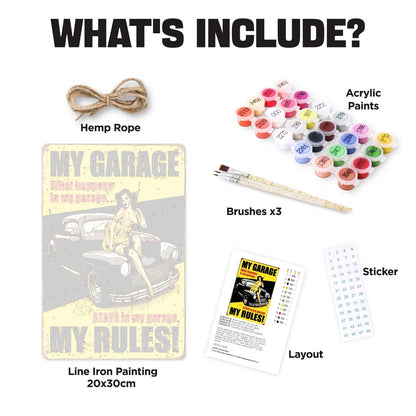 DIYArtCool™ Metal Bar/Posters Art Paint By Numbers- My Garage, My Rules #16 (20x30cm /7.8"x11.8"）