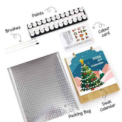 2026 Desk Calendar Series –  Christmas elements /Paint by Numbers(18.2cm x 22.5cm)