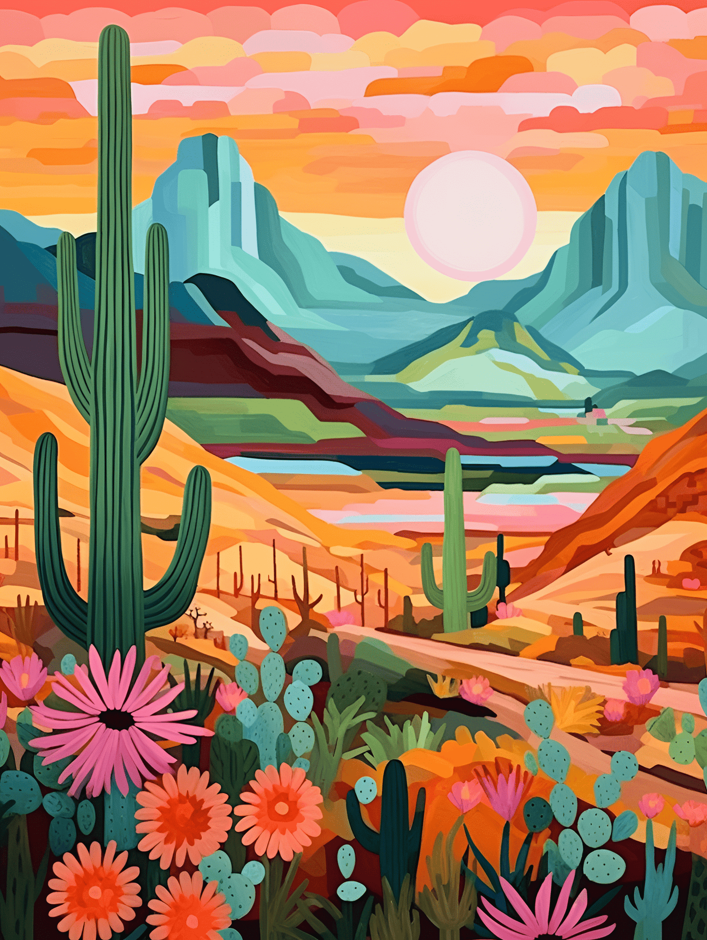 "Vivid Deserts" Series by DIYArtCool™ #03 | Original Paint by Numbers