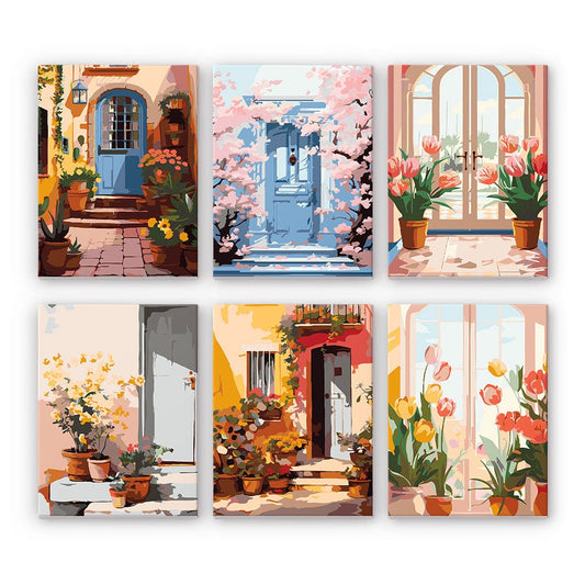 6 Mini Paintings – Blooming Doorways Set (5.9” x 7.9” / 15 x 20 cm)