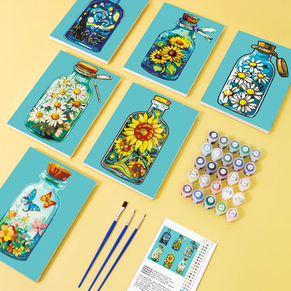 6 Mini Paintings – Bloom in a Bottle Set (5.9” x 7.9” / 15 x 20 cm)