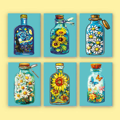 6 Mini Paintings – Bloom in a Bottle Set (5.9” x 7.9” / 15 x 20 cm)