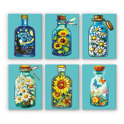 6 Mini Paintings – Bloom in a Bottle Set (5.9” x 7.9” / 15 x 20 cm)