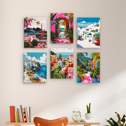 6 Mini Paintings – Vivid Escape Destinations Set (5.9” x 7.9” / 15 x 20 cm)