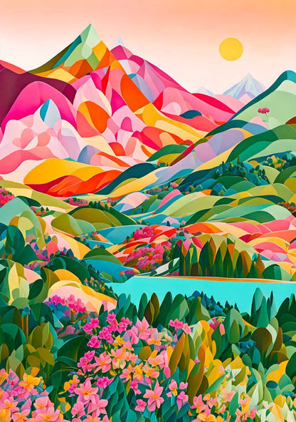 DIYArtCool™ Colorful Mountains Paint By Numbers Collection - 'Prism' (16"x20")