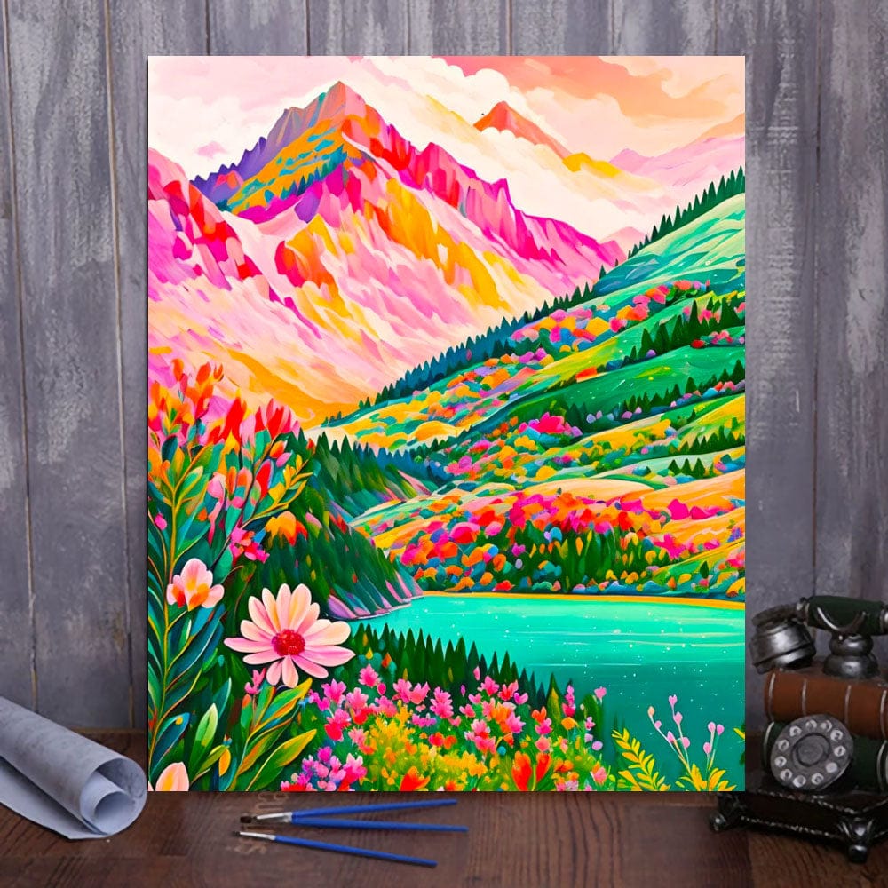 DIYArtCool™ Colorful Mountains Paint By Numbers Collection - 'Burst' (16"x20")