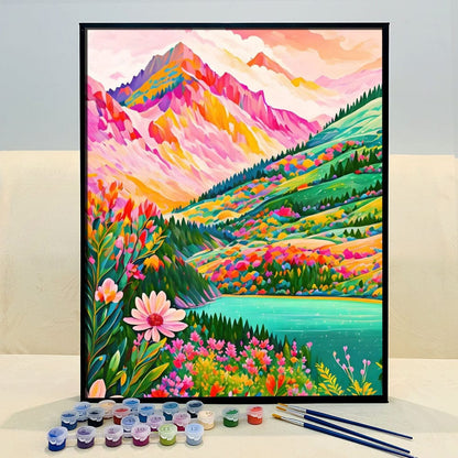 DIYArtCool™ Colorful Mountains Paint By Numbers Collection - 'Burst' (16"x20")