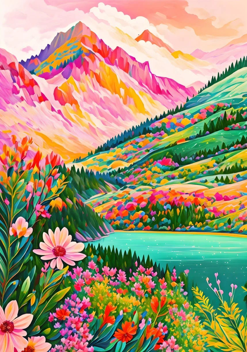 DIYArtCool™ Colorful Mountains Paint By Numbers Collection - 'Burst' (16"x20")