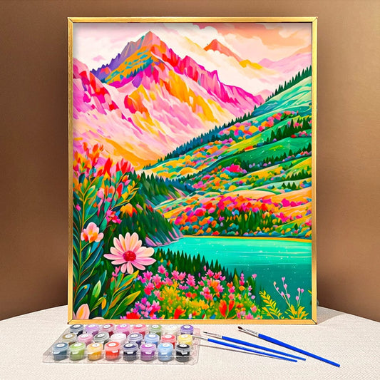 DIYArtCool™ Colorful Mountains Paint By Numbers Collection - 'Burst' (16"x20")