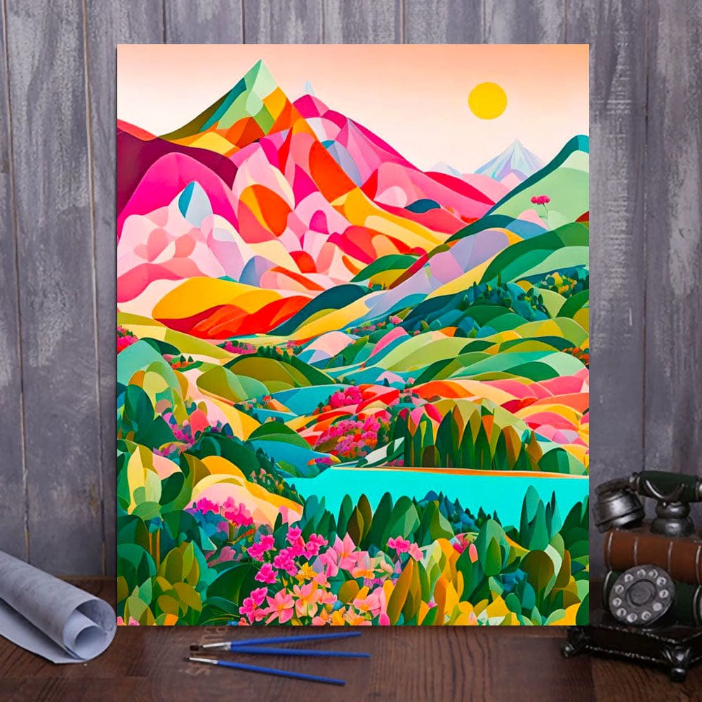 DIYArtCool™ Colorful Mountains Paint By Numbers Collection - 'Prism' (16"x20")