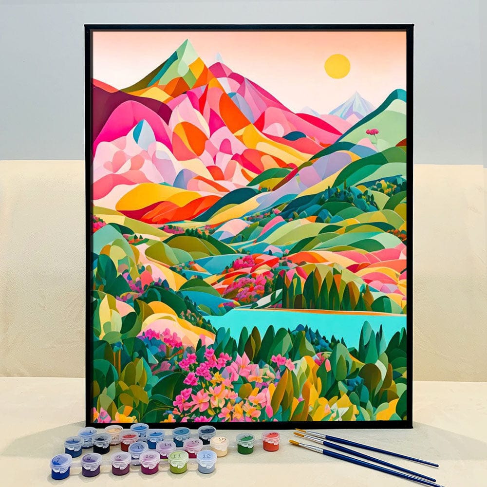 DIYArtCool™ Colorful Mountains Paint By Numbers Collection - 'Prism' (16"x20")