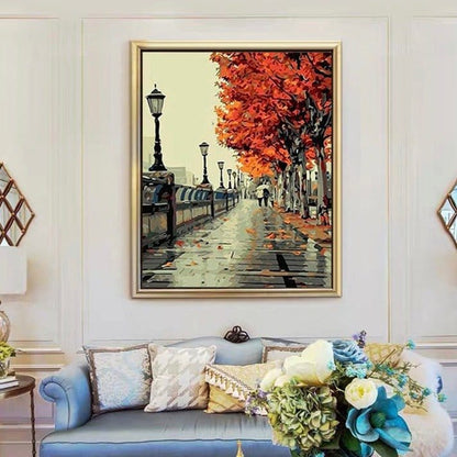 ArtVibe™ DIY Painting By Numbers - Autumn Street (16"x20" / 40x50cm) - ArtVibe Paint by Numbers