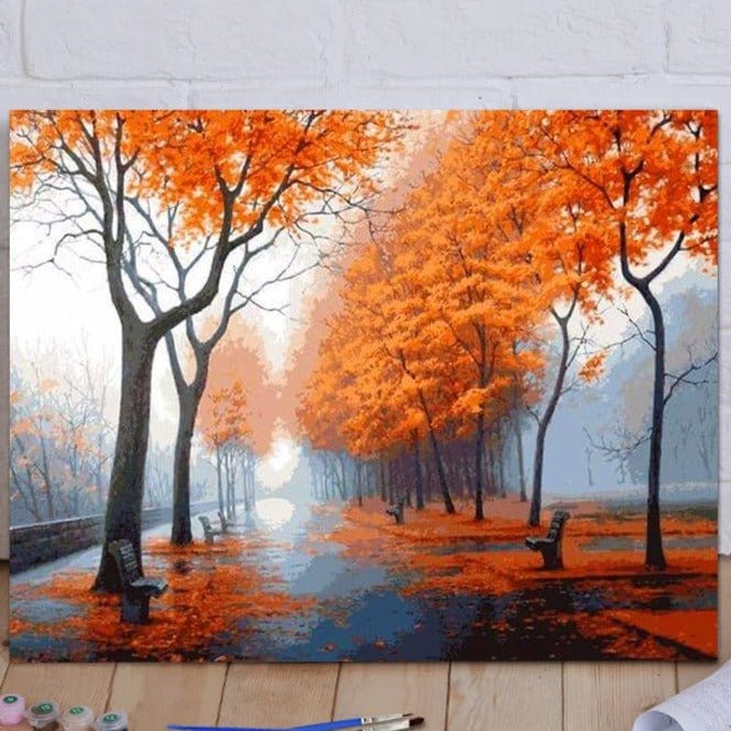 ArtVibe™ DIY Painting By Numbers - Autumn Street (16"x20" / 40x50cm) - ArtVibe Paint by Numbers