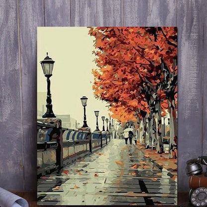 ArtVibe™ DIY Painting By Numbers - Autumn Street (16"x20" / 40x50cm) - ArtVibe Paint by Numbers