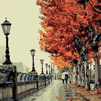 ArtVibe™ DIY Painting By Numbers - Autumn Street (16"x20" / 40x50cm) - ArtVibe Paint by Numbers