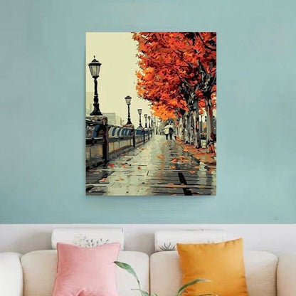 ArtVibe™ DIY Painting By Numbers - Autumn Street (16"x20" / 40x50cm) - ArtVibe Paint by Numbers