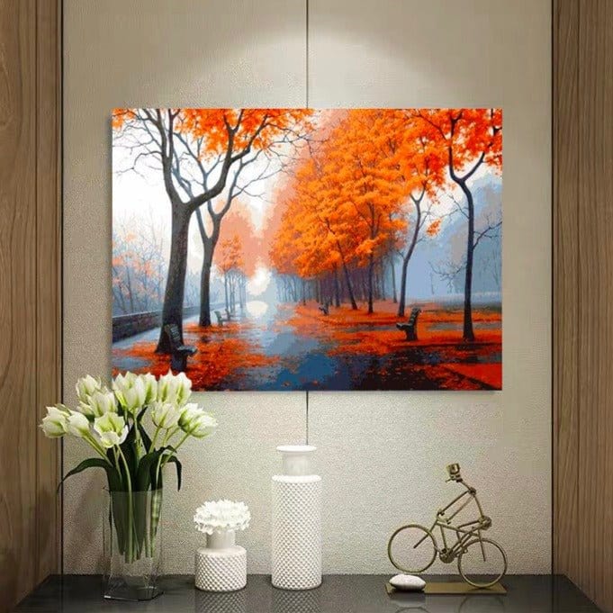 ArtVibe™ DIY Painting By Numbers - Autumn Street (16"x20" / 40x50cm) - ArtVibe Paint by Numbers