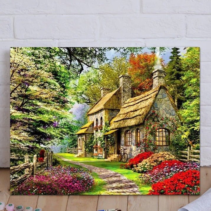 ArtVibe™ DIY Painting By Numbers - Cabin in the woods (16"x20" / 40x50cm) - ArtVibe Paint by Numbers