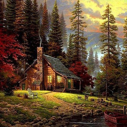 ArtVibe™ DIY Painting By Numbers - Cabin in the woods (16"x20" / 40x50cm) - ArtVibe Paint by Numbers