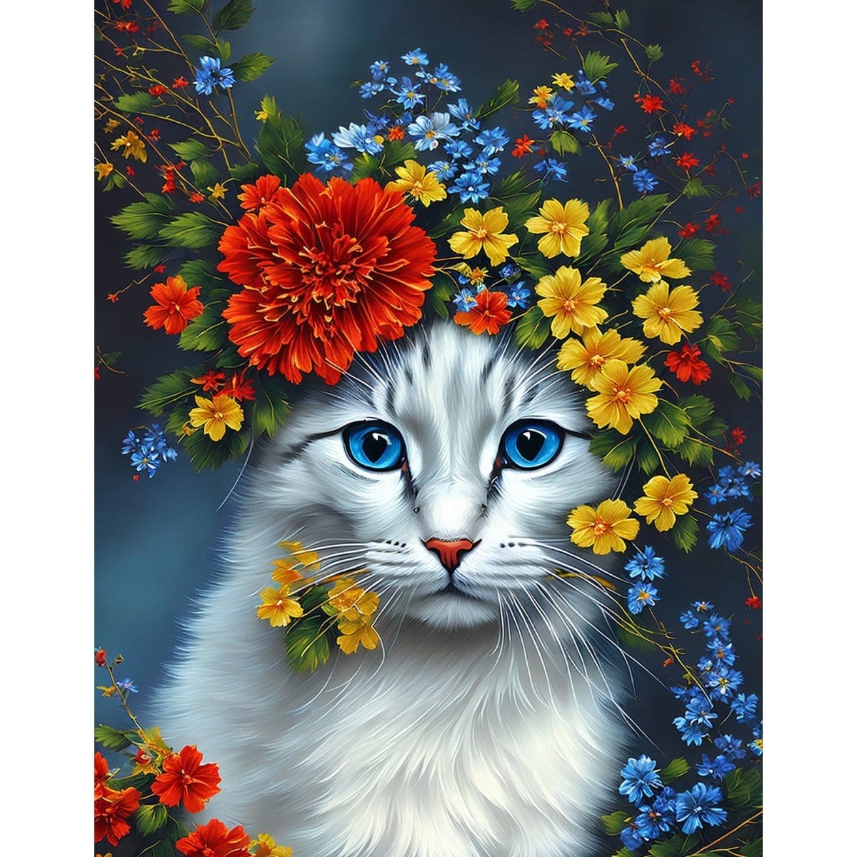 ArtVibe™ DIY Painting By Numbers - Cat in flowers (16x20" / 40x50cm) - ArtVibe Paint by Numbers