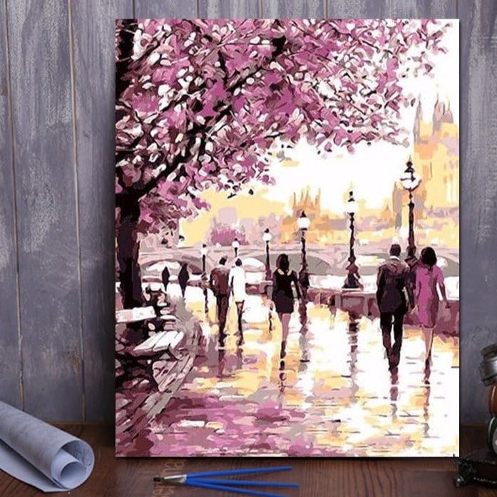 ArtVibe™ DIY Painting By Numbers - Cherry Blossoms Road (16"x20" / 40x50cm) - ArtVibe Paint by Numbers