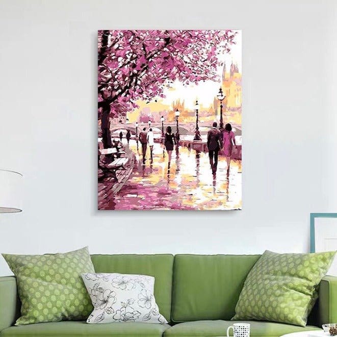 ArtVibe™ DIY Painting By Numbers - Cherry Blossoms Road (16"x20" / 40x50cm) - ArtVibe Paint by Numbers