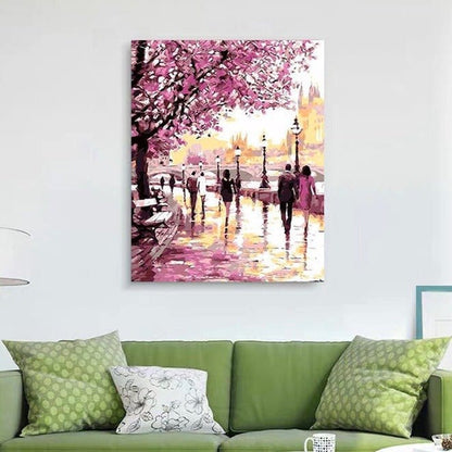 ArtVibe™ DIY Painting By Numbers - Cherry Blossoms Road (16"x20" / 40x50cm) - ArtVibe Paint by Numbers