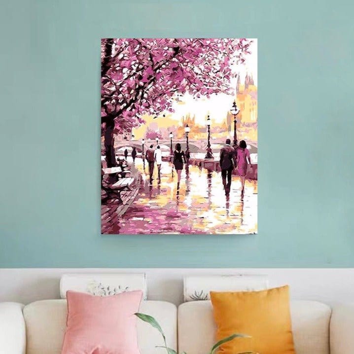 ArtVibe™ DIY Painting By Numbers - Cherry Blossoms Road (16"x20" / 40x50cm) - ArtVibe Paint by Numbers