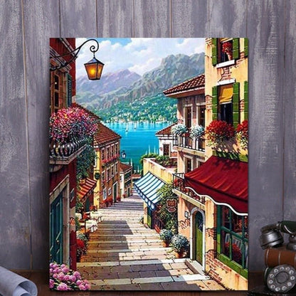 ArtVibe™ DIY Painting By Numbers - Coffee Town Landscape (16"x20" / 40x50cm) - ArtVibe Paint by Numbers